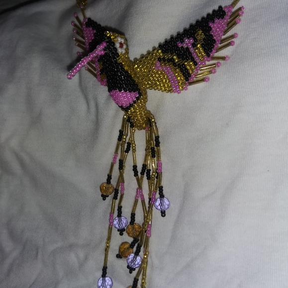 Hummingbird Loom Beaded Necklace - Picture 10 of 16